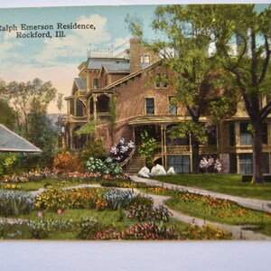 Vintage Postcard Ralph Emerson Residence, Rockford Illinois  Post Card No. 8215