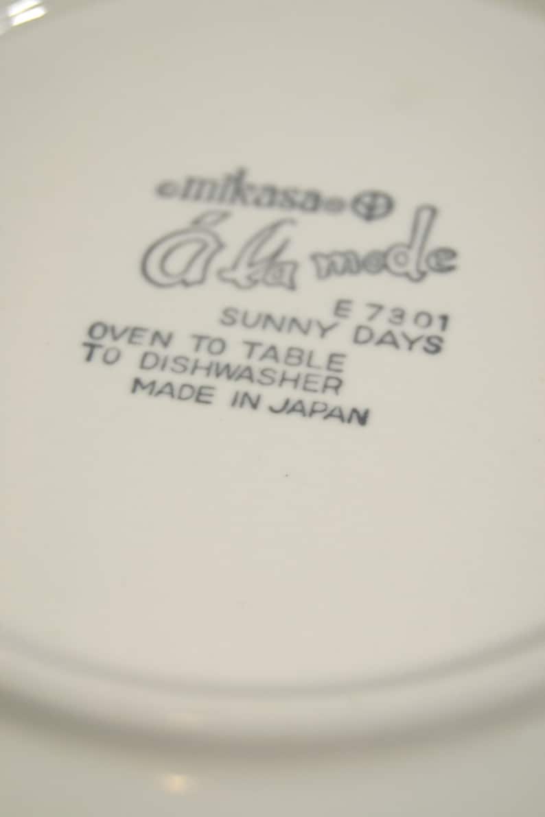 Vintage Pair of Mikasa A La Mode Sunny Days Salad Plates E7301 1970s Lot of 2