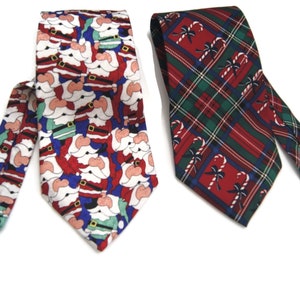 Vintage Holiday Christmas Neckties Santa Plaid Lot of 2 Creative Apparel Group Ltd Towncraft