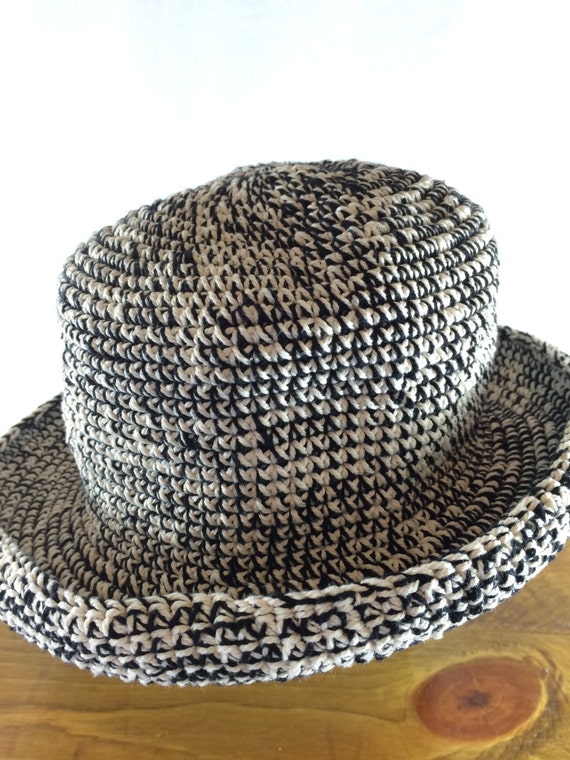 Vintage Black and White Cotton Hat by Hand & Heart