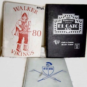 Lot 3 Vintage 1986 1980 1975 Yearbooks CA Lindero Canyon Walker Vikings Lance