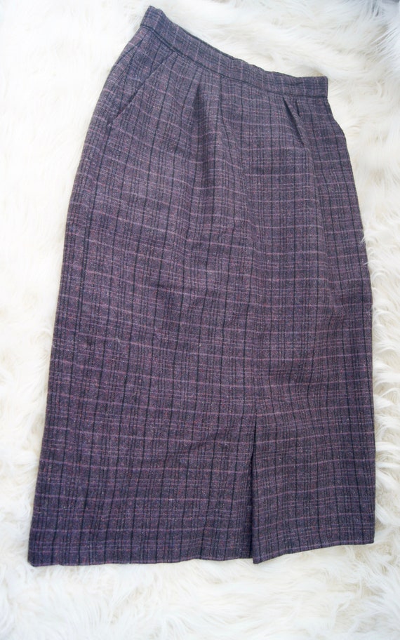 Vintage Newsport  Skirt With Pockets Plaid Wool Si