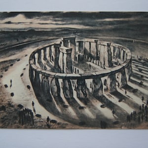 Vintage Postcard Stonehenge, Wiltshire From The East 1400 BC From A Drawing By Alan Sorrell Post Card Department of The Environment Crown