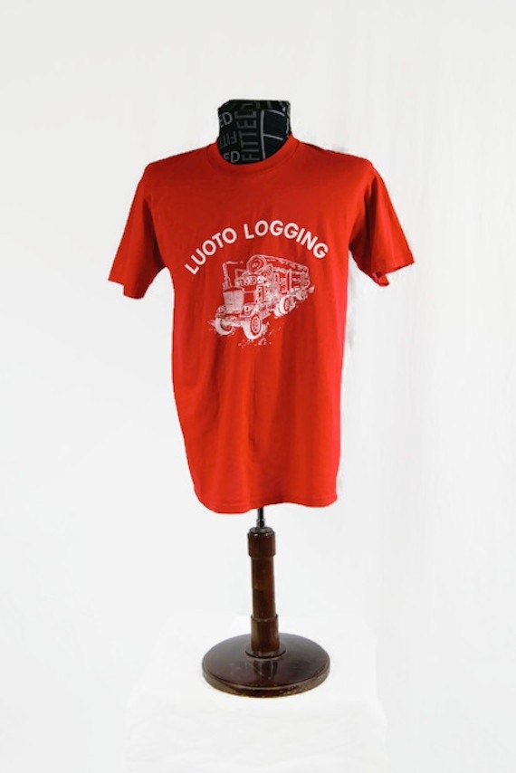 Vintage T-Shirt Luoto Logging Red Stedman Super 50