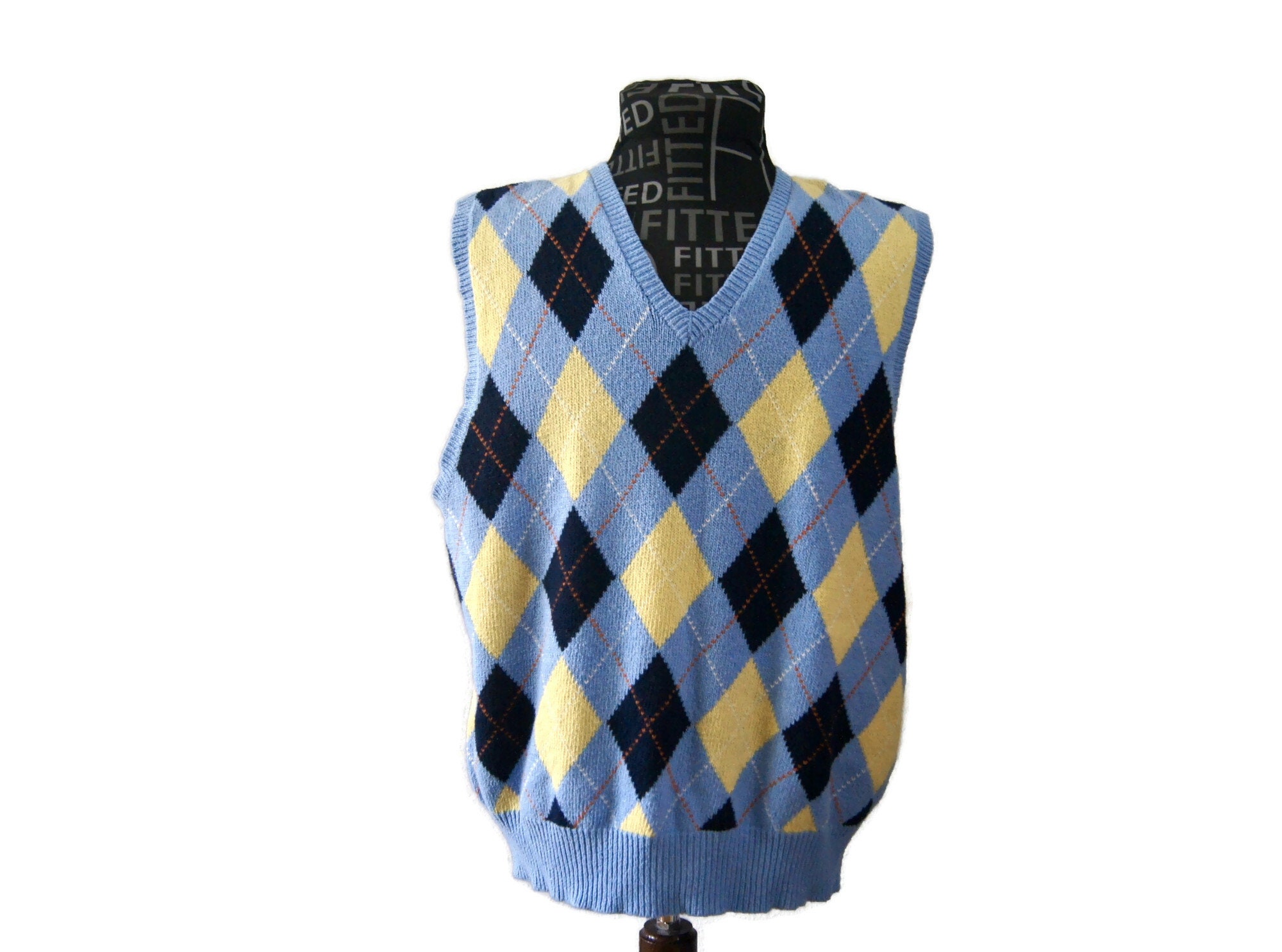 Argyle sleeveless jumper sale