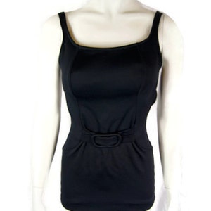 Vintage 1960s Jantzen One Piece Swimsuit / Black Bathing Suit Swimwear / Jantzen Bombshell Bathing Suit Modesty Panel Pin Up