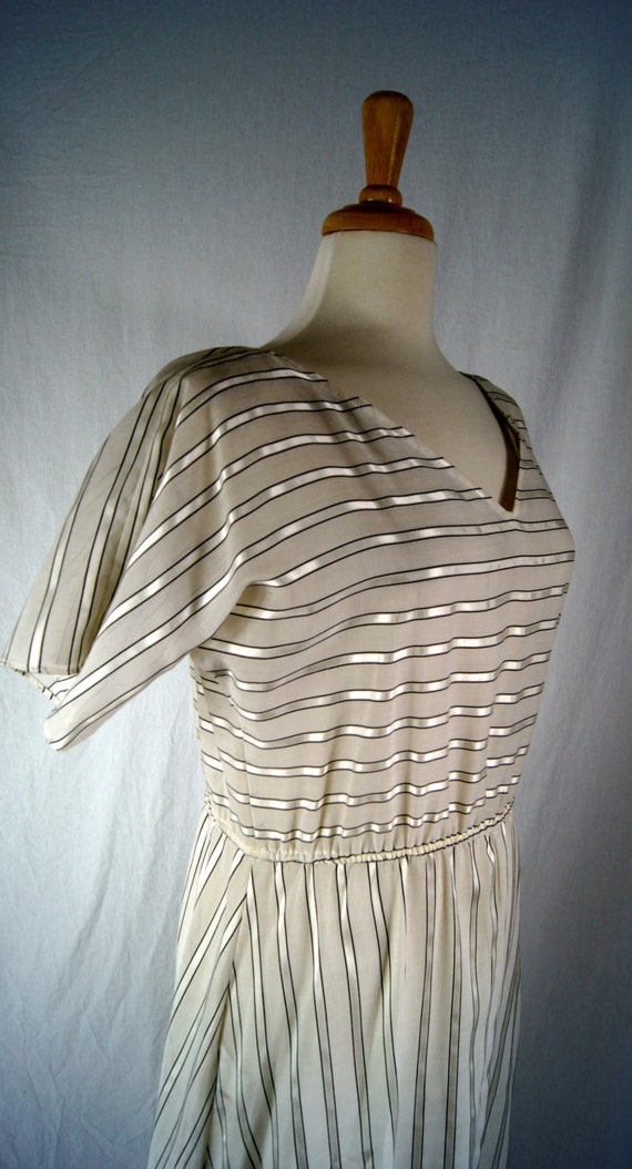 Vintage Horizontal Stripe Sheer Dress - Thin Stripes in