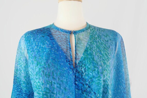 Vintage Retro Blue and Green Mod Cape/Sleeveless … - image 2