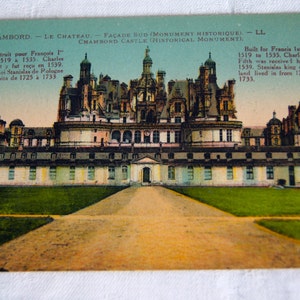 Cartão postal vintage não utilizado do Monumento Histórico do Castelo de Chambord - Le Chateau - Fachada
