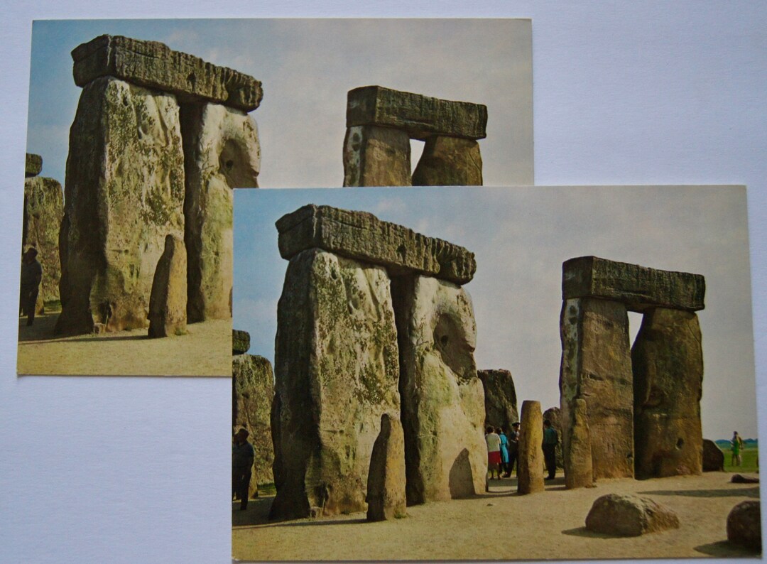 Lot of 2 Vintage Postcard Stonehenge Wiltshire Two Sarsen Trilithons ...
