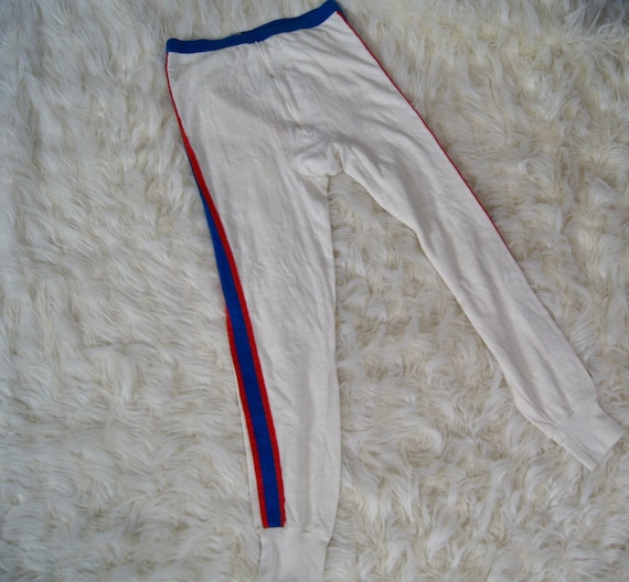 Vintage Winterskins Sears Mens-store Medium 34-36 Cotton Long Underwear  Bottoms USA Zipper Red White Blue RARE Long John Pants 