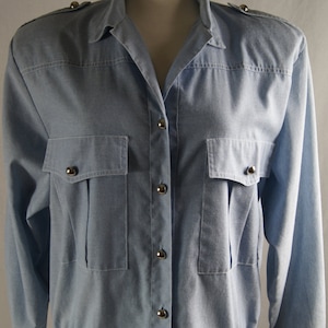 Vintage Chambray Button Down Long Sleeves Military Style Shirt - Etsy