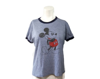 90s Mickey Mouse Ringer T-Shirt Vintage Disney Disneyland Resort  Souvenir Tee