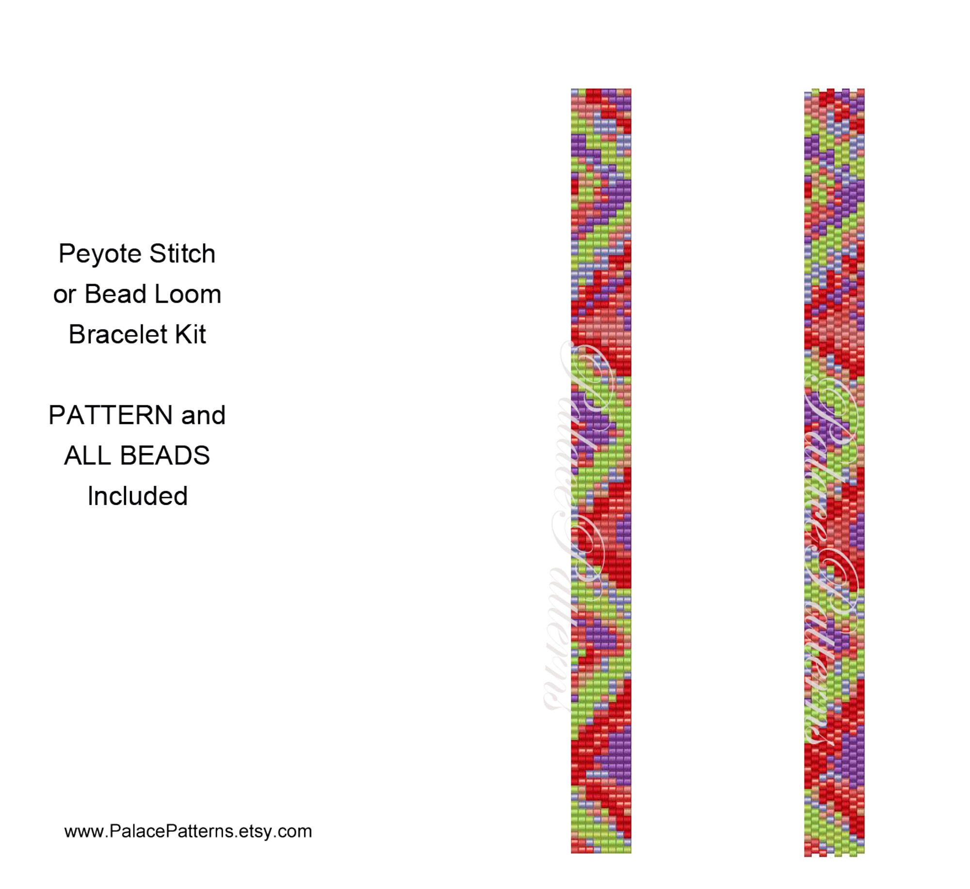 Peyote Stitch or Bead Loom Bracelet KIT - Pink Flower on Yellow Kit -  Delica Bracelet Kit - Pattern and Delica Beads Included. P1