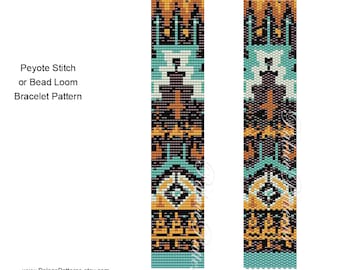 Delica Bead Bracelet Pattern, Bead Loom and Peyote Stitch Bracelet Pattern - Tribal Bracelet Pattern 33 - Tribal33 Delica Bead Pattern