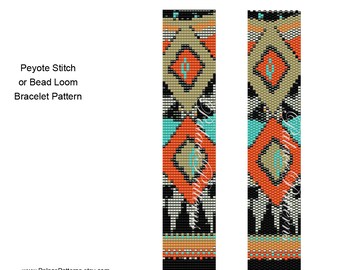 Tribal 34 Bead Loom Bracelet Pattern and Peyote Stitch Bracelet P36 - Tribal 34 Delica Bead Bracelet, Pattern and Beads Included