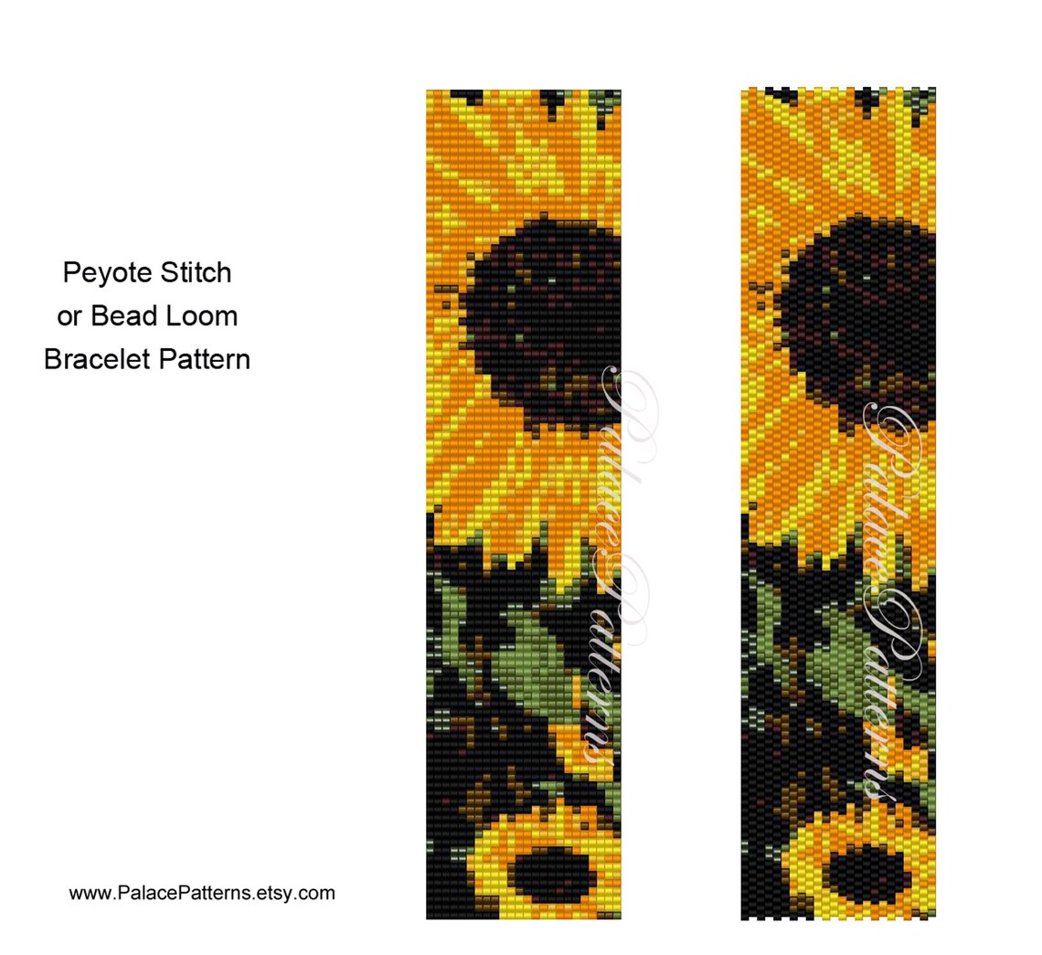 Sunflower Bracelet Bead Weaving Pattern Sunflower Delica Etsy