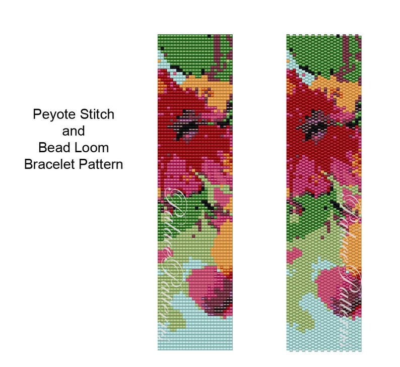Hibiscus Bracelet Pattern Peyote Stitch Bracelet Pattern Etsy