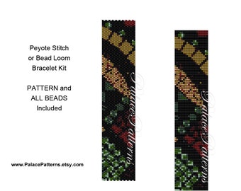 Bracelet Pattern for Loom and Peyote Stitch - Picasso Squared Delica Bead Bracelet Pattern