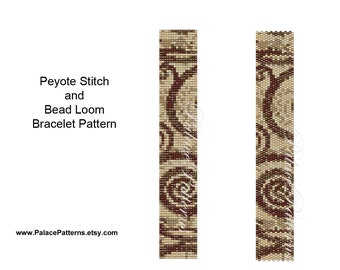 Delica Bead Bracelet Pattern, Beadweaving Bracelet Pattern - Peyote Stitch and Bead Loom Bracelet Patterns - Study in Brown