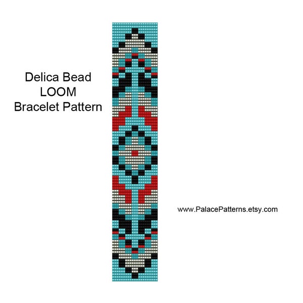 Bead Loom Bracelet Pattern - Tribal 30 - Delica Bead Tribal Pattern for Bead Loom Weaving