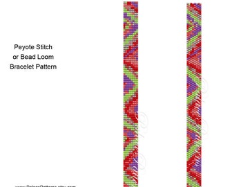Bracelet Pattern for Loom and Peyote Stitch - Thin4 - Super Thin Bracelet Pattern - Delica Bead Bracelet Pattern