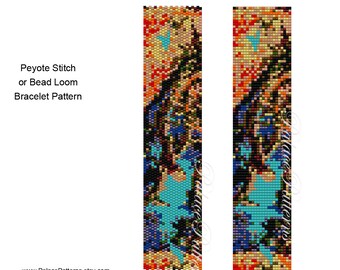 Stormy Night Van Gogh Inspired Bracelet Pattern - Peyote Stitch or Bead Loom Bracelet Pattern
