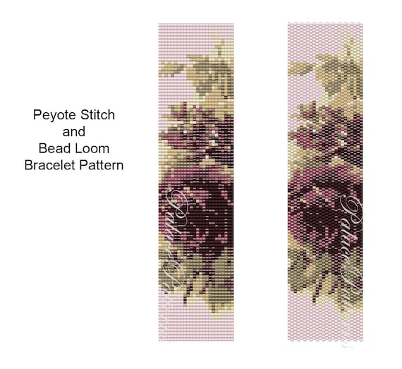 Peyote Stitch or Bead Loom Bracelet Pattern - Tapestry Roses - Pattern for Bead Loom or Peyote Stitch Bracelet