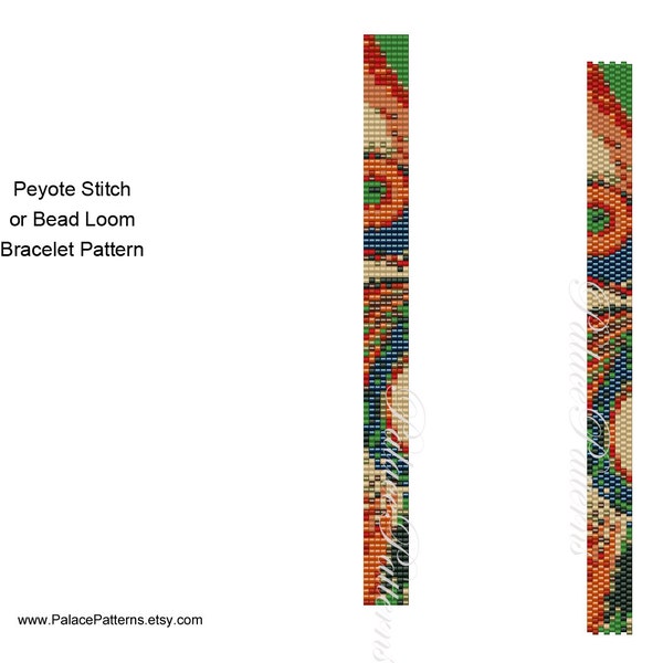 Bracelet Pattern for Loom and Peyote Stitch - Thin1 - Super Thin Bracelet Pattern - Delica Bead Bracelet Pattern