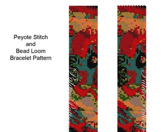 PP307 Bead Loom or Peyote Stitch Bead Weaving Bracelet Pattern - Delica Bead Bracelet Pattern for Loom or Peyote Stitch