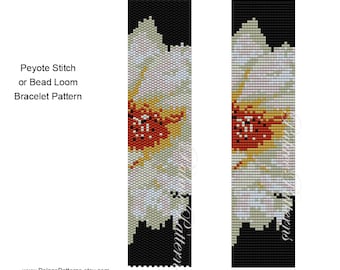 Delica Bead Peyote Stitch or Bead Loom Bracelet Pattern, Bead Loom Pattern - Bead Weaving Pattern - PP206 - Flower - Peyote Bracelet Pattern