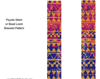 Tribal 35 Peyote Stitch Bracelet Pattern and Bead Loom Bracelet Pattern, Delica Bead Bracelet Pattern