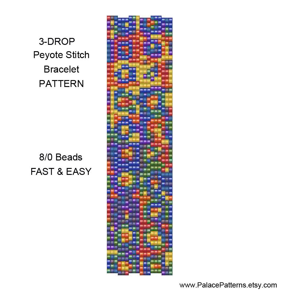 Download 3 Drop Peyote Stitch Beadweaving Pattern 23 For Size 8/0 ...