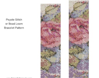 Claire's Rose Peyote Stitch Bracelet Pattern or Bead Loom Pattern, Delica Bead Bracelet Pattern for Bead Loom or Peyote Stitch