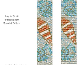 Bead Loom and Peyote Stitch Bracelet Pattern - Sea Shells on the Beach