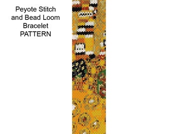 Beadweaving Bracelet Pattern - Peyote and Loom Patterns - Klimt Altered 13 Delica Bead Bracelet Pattern