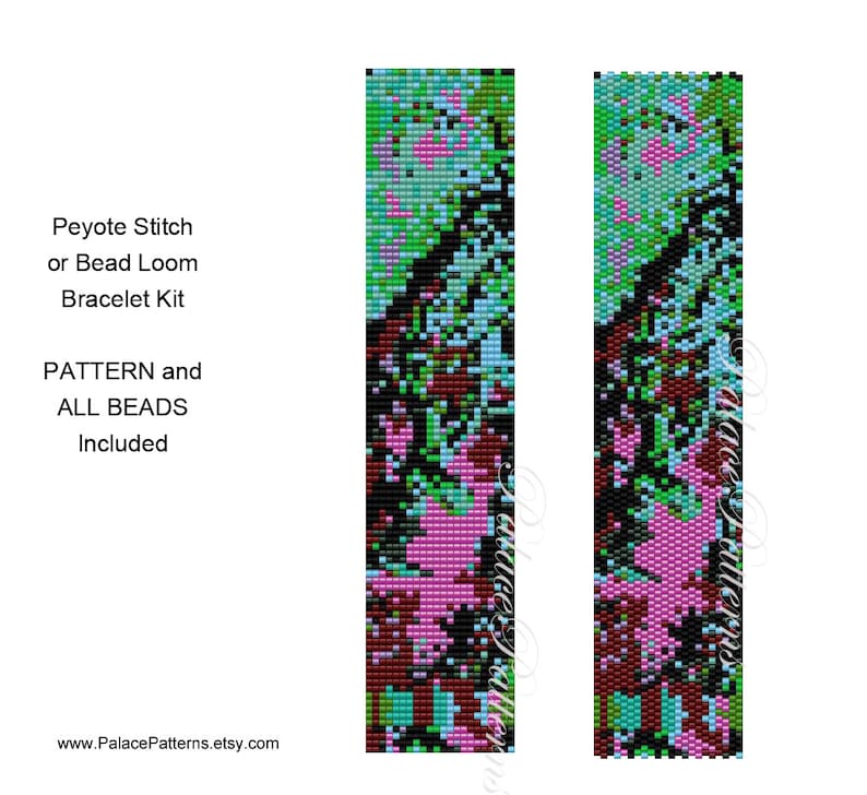 Van Gogh Inspired Bracelet KIT Van Gogh 2 Beading Kit P7 Peyote Stitch and Loom Weaving Bracelet Delica Bead Kit
