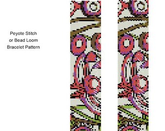 Delica Peyote and Bead Loom Bracelet Pattern, Folk Flower2