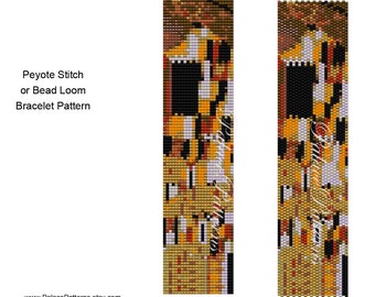 Klimt Inspired Bracelet Pattern - Bead Loom Weaving or Peyote Stitch Bracelet Pattern  - Klimt 6A, Narrow and Wide Versions Included