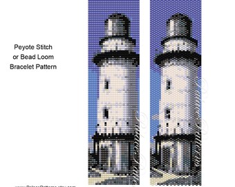 Delica Bead Bracelet Pattern, Lighthouse 2 Peyote Stitch or Bead Loom Bracelet Bead Weaving Pattern, Delica Bracelet Pattern