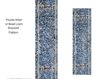 Delica Bracelet Bead Loom Weaving or Peyote Pattern - Dark Denim Delica Bead Bracelet Pattern