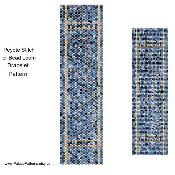 Delica Bracelet Bead Loom Weaving or Peyote Pattern - Dark Denim Delica Bead Bracelet Pattern