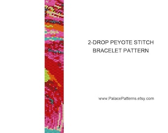 Peyote Stitch or Bead Loom Bracelet Pattern - 46 Thin - Delica Bead Bracelet Pattern