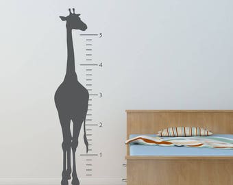 Giraffe Grow Chart Decal, Safari decal, Jungle decal, Play room, realistic giraffe, Classic, Simple, Nursery decals, Baby Decals,