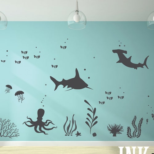 Under the Sea Room Decal 05 Ocean Theme Room Whale Decal Etsy