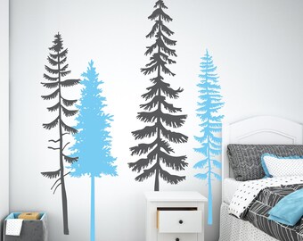 Pine Trees Decal, Woodland theme nursery, Pine Tree forest, Adventure, Camping, Children's Wall Decals
