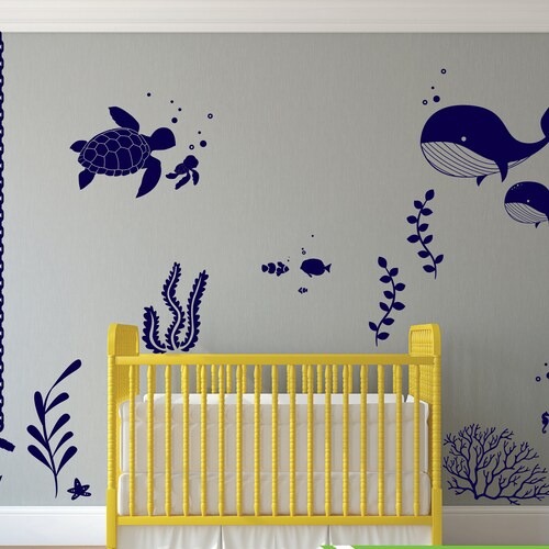 Under the Sea Room Decal 05 Ocean Theme Room Whale Decal Etsy