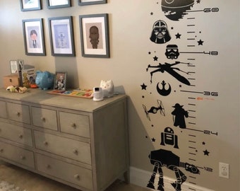 Star Wars Inspired Grow Chart Decal, Child Growth Chart, Mandalorian, The force is strong, Starwars, Rocket, Outerspace,  Nursery decals