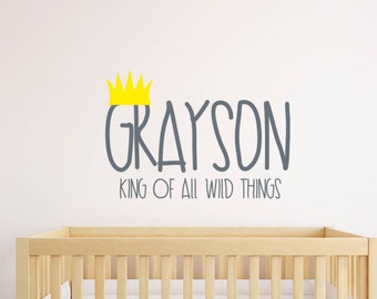 Where the wild things are Inspired Decal, Custom name decal, Wild things quote, Modern Nursery, Nursery decals, Baby Decals,