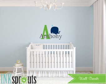Cute Whale with name Decal, Baby whale, Whale family, Nautical decal , Orca, Under the sea, Modern Nursery, Nursery decals, Baby Decals,